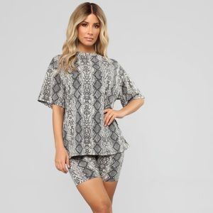 Fashion Nova Slithering To You Biker Short SET